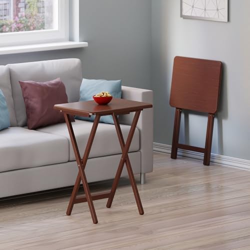 Winsome Alex Set of 2 Foldable Snack Tables, Walnut - Image 2