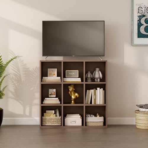 OSCHF 9-Cube Storage Shelf Bookcase, Walnut - Image 4