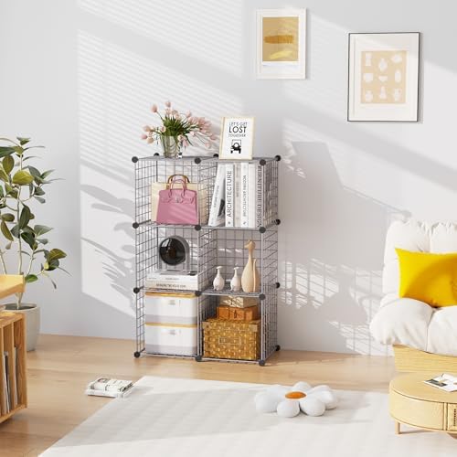 C&AHOME Wire Cube Storage, 6 - Cube Organizer Metal C Grids, Silver Gray - Image 4
