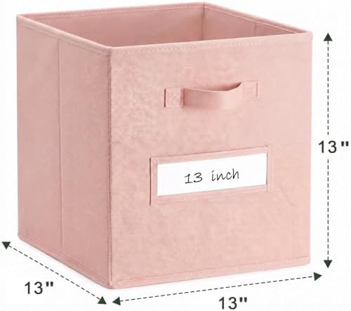 Storage Bins,13" Cube Storage Bin with Labels,10pcs,Pink - Image 3