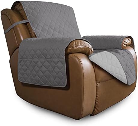 Easy-Going Oversized Recliner Cover Reversible Couch Cover Sofa Cover for Living Room Water Resistant Furniture Protector with Elastic Straps for Pets Dog (Oversized Recliner, Gray/Light Gray) by Easy-Going