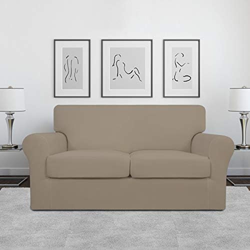 Easy-Going 3 Pieces Stretch Loveseat Couch Cover for 2 Cushion Washable - Image 2