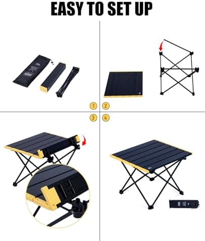 iClimb Ultralight Compact Camping Folding Table (Black - L) - Image 6