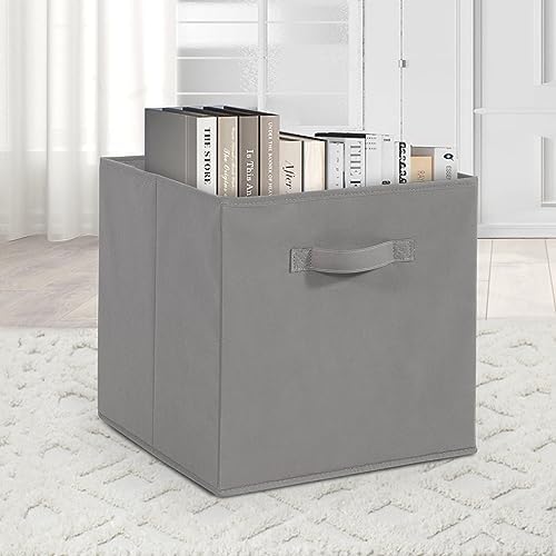 11 Inch Fabric Storage Cubes, Sturdy Foldable Storage Bins, Heavy Duty Cube Organizer for Clothes, Blankets, Shelves, Closets, Bedroom, Living Room, Gray, 9 Pack - Image 6