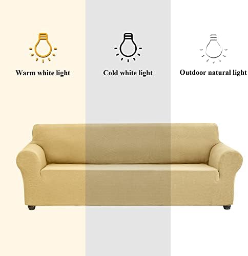 Joccun Stretch Loveseat Couch Cover Slipcover, 1-Piece Sofa Cover for 2 Cushion Couch Spandex Jacquard Washable Furniture Protector Cover for Living Room,Kids,Pets（Loveseat,Champagne） - Image 3