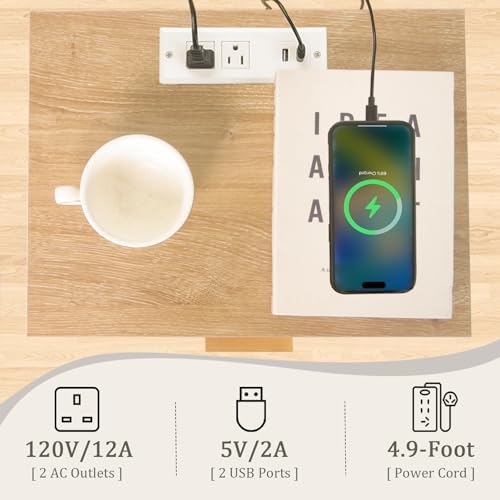 Fultyle Wood Nightstand with Charging Station, Fluted Bedside Table - Image 4