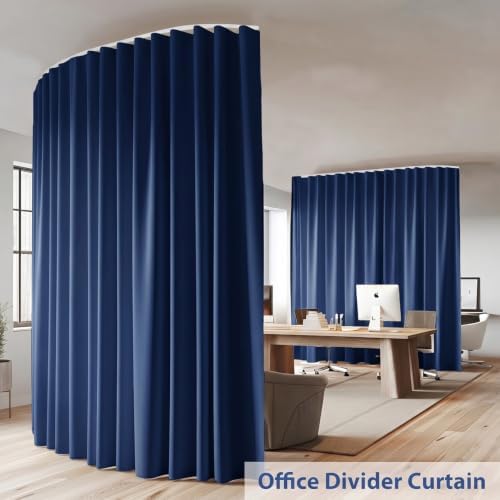 Room Divider Ceiling Mounted Curtains Track Sets Extra Wide Blackout Curtain Flexible Tracks for Bedroom Office Privacy Partition Separator, Navy, W 10 x H 9ft - Image 2