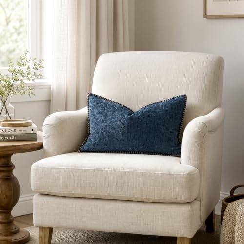 MIULEE Decorative Lumbar Throw Pillow Covers 12x20 Inch Dark Blue 2 Pack - Image 4