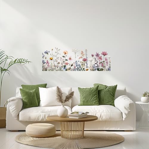 ANNA QUEEN Wildflower Garden Wall Decals Peel and Stick Floral Meadow Wall Stickers Removable Vinyl Botanical Flower Wall Decor for Living Room Bedroom Hallway Rustic Wall Art by ANNAQUEEN