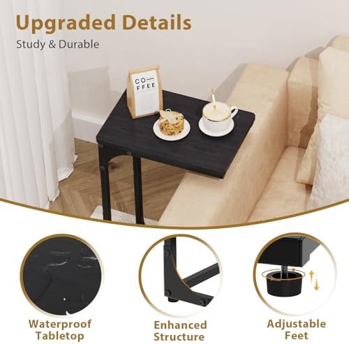 C Shaped End Tables Couch Table TV Trays Set of 2, 7" Wide, Black - Image 4
