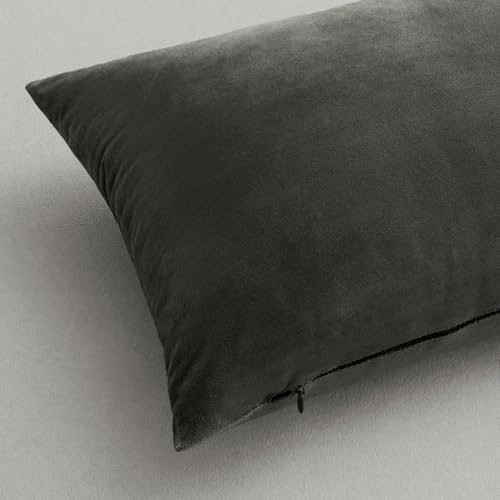 MIULEE Velvet Throw Pillow Covers 20x20 Inch Pack of 2 Medium Gray - Image 6