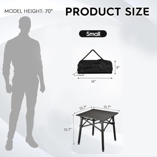 16''Small Camping Side Table with Carry Bag and Storage,Black - Image 2