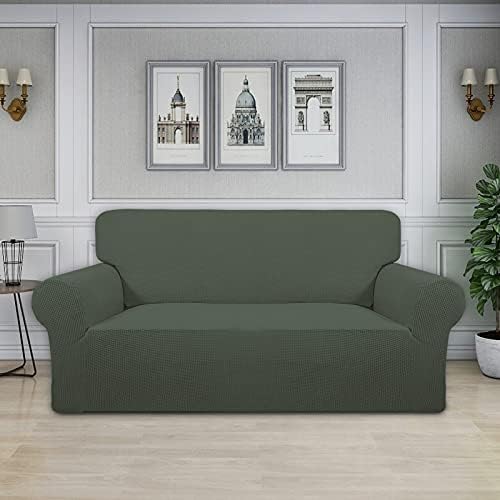 Easy-Going Stretch Oversized Loveseat Couch Covers Washable Olive Green - Image 2