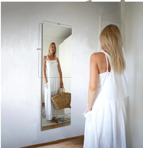 Unbreakable Full Length Wall Mirror,The Door Mirror,2 Pack 24"x14",Acrylic Mirror Kids,Shatterproof Plexiglass Long Mirrors for Bedroom Closet,Children Non Glass Stick on Mirrors - Image 3