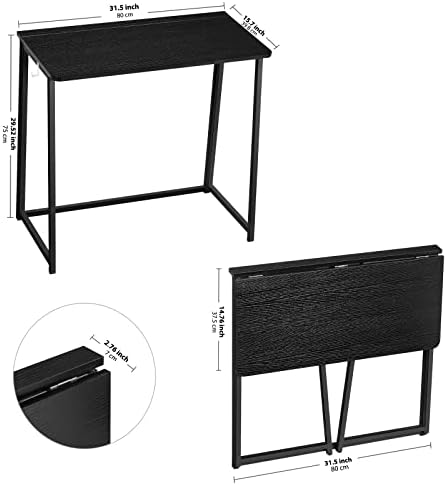 WOHOMO Folding Desk, 31.5" Foldable Computer Table for Small Spaces, Black - Image 3