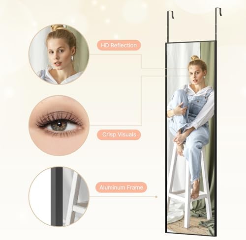 Kosmonia 48x14 Inch Full Length Tempered Glass Door Mirror - Image 2