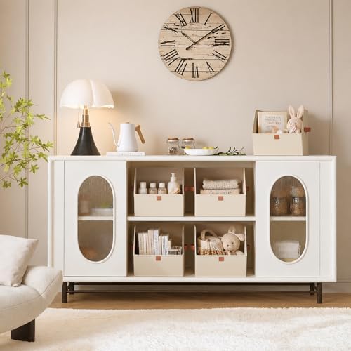 Homsorout Fabric Closet Storage Cubes - 4 Pack Square Storage Bins with Dual Handles for Clothes, Towels, Toys, Cube Storage Organizers for Bedroom, Nursery, Shelves, Closet, Small Spaces, Beige - Image 4
