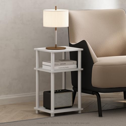 Furinno JUST Toolless 3-Tier Side Table, Open Shelf End Table, White by Furinno-FitsYourSpaceFitsYourBudget