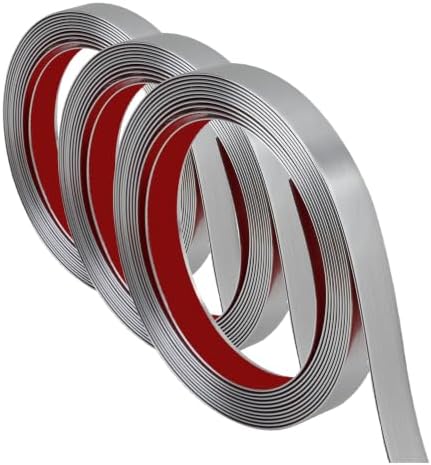 Lunghaa Peel and Stick Finish Molding Trim, Flexible Decoration Strip for Wall Tile Edge, Mirror, Cabinet, Furniture and DIY Home Decoration (Brushed Silver, 16.4 ft x 0.8 in) (Pack of 3) by LunghaaHomeDecor
