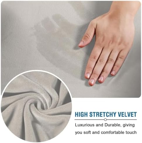 H.VERSAILTEX Wingback Chair Covers Velvet Plush Wing Chair Slipcover 1 Piece High Stretch Wing Back Chair Slipcovers Sofa Cover Furniture Cover with Elastic Bottom, Oatmeal - Image 3
