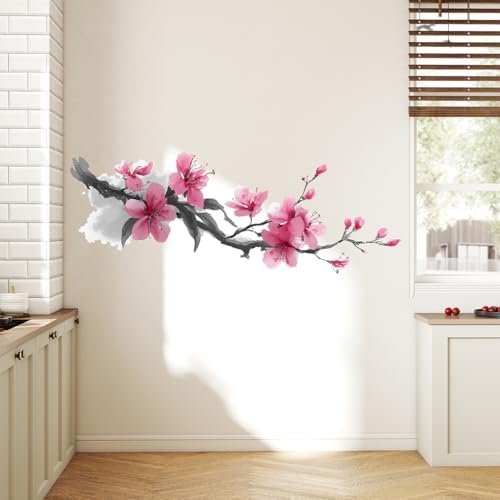ANNA QUEEN Ink Cherry Blossom Branch Wall Decals | Peel and Stick Watercolor Floral Wall Stickers – Removable Asian Style Vinyl Wall Art for Bedroom, Living Room, Office & Zen Décor - Image 4