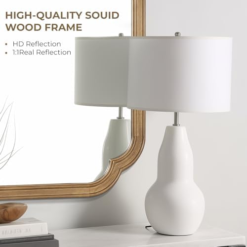 WallBeyond 20" x 30" Rounded Corner Arch Wall Mirror with Wood Frame for Entryway, Living Room or Bedroom Home Decor - Light Woodgrain, Honey-Colored - Image 5