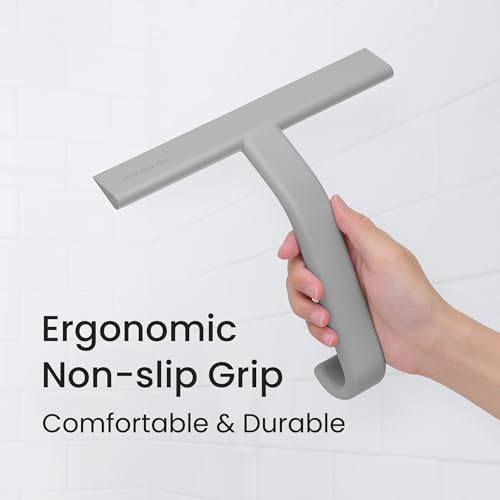 dancemoon JustHang Shower Squeegee with Built-in Hook, 10-Inch Gray - Image 5