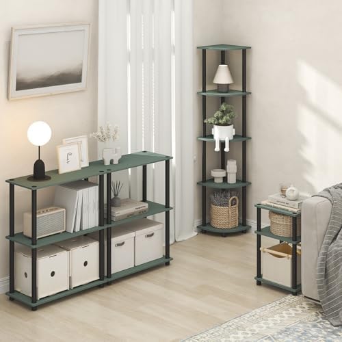 Furinno JUST Toolless 3-Tier Side Table, Open Shelf End Table, Sage Green - Image 2
