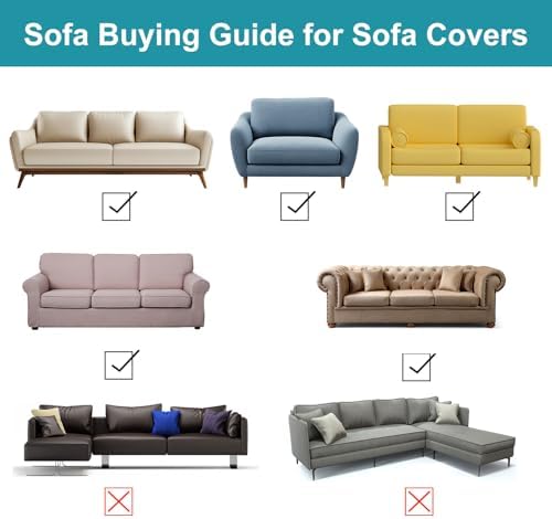U-NICE HOME Stretch Couch Cover Slipcover for 3 Cushion Sofa, Beige - Image 6