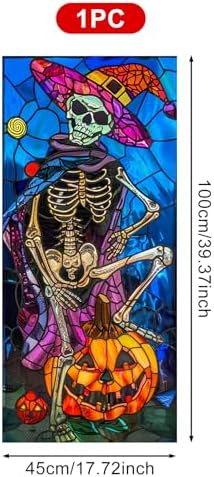 HOMETITUTE Halloween Skull Pumpkin Privacy Window Cling 17.7x39.3 PVC - Image 3