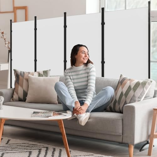 Room Divider, 6FT Tall Folding Partition Room Dividers 4 Panel, Portable and Freestanding Room Divider Screen Wall Divider for Home and Office, White - Image 7