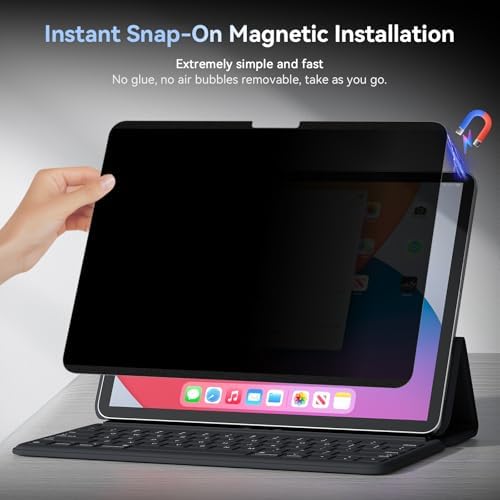 360° Magnetic Privacy Screen for iPad Air 13 Inch 2024-2026 (M2/M3/M4, 6th/7th/8th Gen), 4 Way Privacy Removable Anti Glare Blue Light Filter Shield Film Anti Spy Protector - Image 3