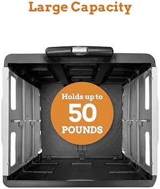 Inspired Living Ultra-Slim Rolling Collapsible Storage Pack-N-Roll Utility-carts, with Telescopic Handle, for Home, Garden, Shopping, Office, School use, Medium, Grey & Black - Image 3