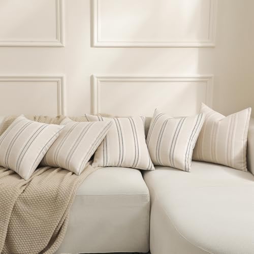 Hckot Black Striped Throw Pillow Covers 16x16 Set of 2 Accent Pillow Cover - Image 6