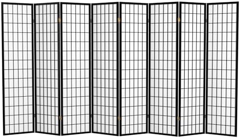 Red Lantern 6 ft. Tall Window Pane Shoji Screen - Black - 8 Panels by RedLantern