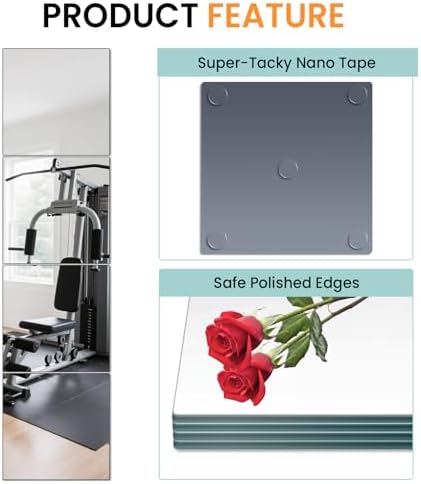 Full Length Wall Mirror Tiles, HD Glass Gym Mirror, Set of 12Pcs 12″ Square Wall Mounted Mirrors for Home Gym, Dance Yoga Studio, Bedroom, Door - Image 5