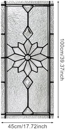 IVN Stained Glass Window Film Floral Diamond Design Window Privacy Film - Image 3