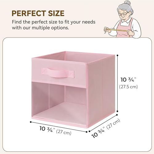 GRANNY SAYS 11 Inch Cube Storage Bins with Clear Window, Pink, 6-Pack - Image 6
