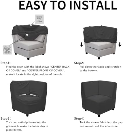 Easy-Going Stretch Soft Sectional Corner Sofa Couch Slipcover Dark Gray - Image 4