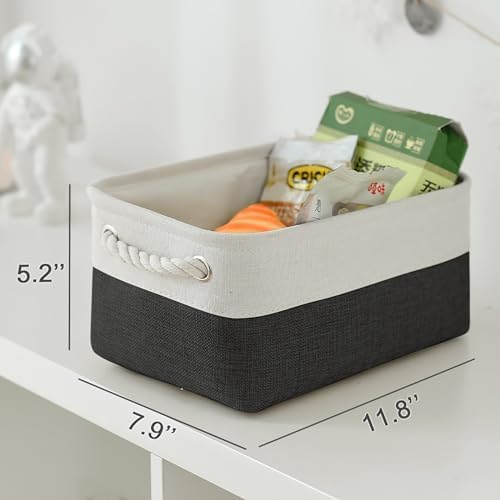 TheWarmHome Storage Bins for Shelves - 12x8x5.2 inch 1 Pack Storage Baskets for Gifts Empty for Closet Organizing Dog Gift Cloth Toy Cubes Box (White & Black) - Image 5