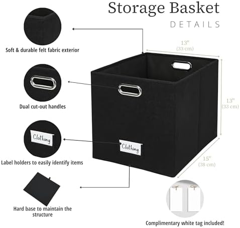 DECOMOMO Felt Storage Bins, 13x15x13 Storage Cube Bins with Labels - Image 3
