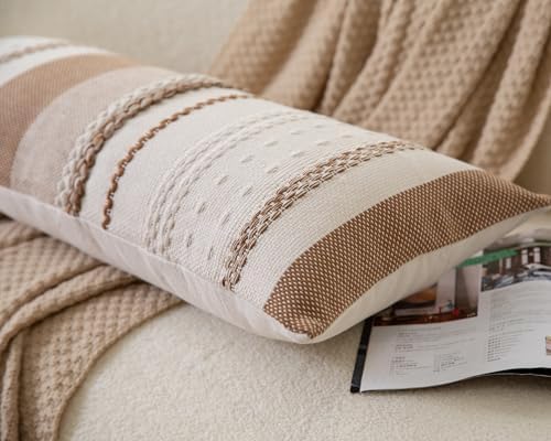 Cethom Boho Lumbar Pillow Covers 14x36 Inch Long, Brown Textured Decorative Couch Pillow Cases for Farmhouse Home Decor, Accent Cushion Cover for Sofa, Bed, Living Room, Bedroom, Pack of 1 - Image 5