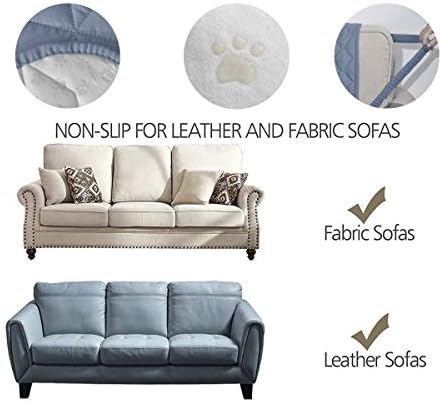 Ameritex Couch Sofa Slipcover 100% Waterproof Nonslip Quilted Furniture Protector Slipcover for Dogs, Children, Pets Sofa Slipcover Machine Washable (Stone Blue, 68'') - Image 4
