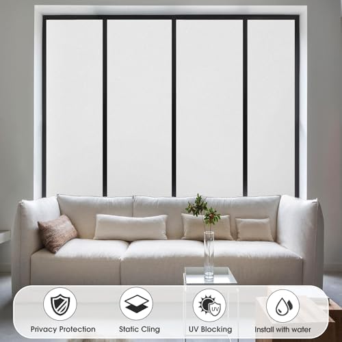 Coavas Frosted Glass Window Privacy Film, Static Cling, White 23.6"x393.7" - Image 3