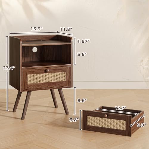 SUPERJARE Nightstands Set of 2, Night Stands with Charging Station - Image 2
