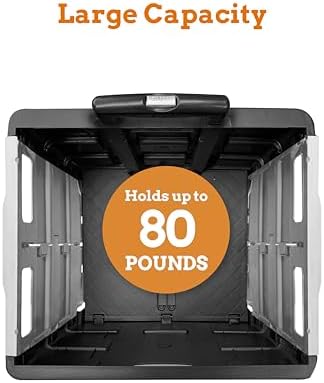 Inspired Living Ultra-Slim Rolling Collapsible Storage Pack-N-Roll Utility-carts, with Telescopic Handle, for Home, Garden, Shopping, Office, School use, Large, Grey & Black - Image 3
