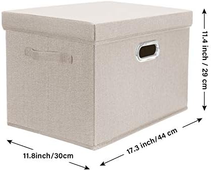 TYEERS Large Storage Bins with Lids, Collapsible, Washable, Fabric Storage Boxes for Organizing, 17.3x11.8x11.4 inches, 5 Pack, Beige - Image 2