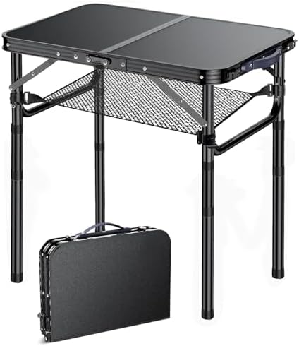 Outdoor Side Table, Portable, 3 Adjustable Height,Small Folding Table by Yriuat