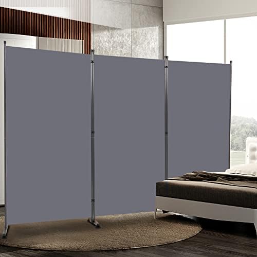 Room Divider 3 Panel Folding Privacy Screen, Round Pad Design Wall Divider by HOMSCREENER