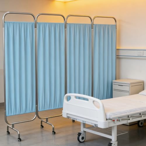 tonchean 4-Panel Medical Privacy Screen on Wheels, 79"x71" Folding Divider by tonchean
